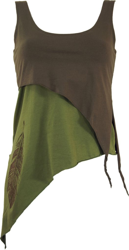 Festival Elfen Top aus Baumwolle, Lagentop, Pixitop - Taupe, Damen, Braun, Elasthan,Baumwolle(Bio), Größe: L