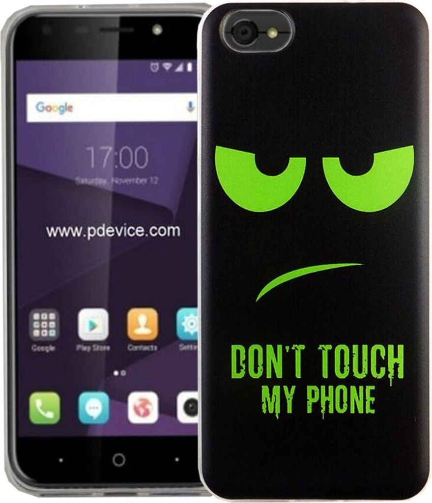 Handy Hülle für ZTE Blade A6 Lite Dont Touch My Phone Grün Smartphone Cover Bumper Schale Etuis