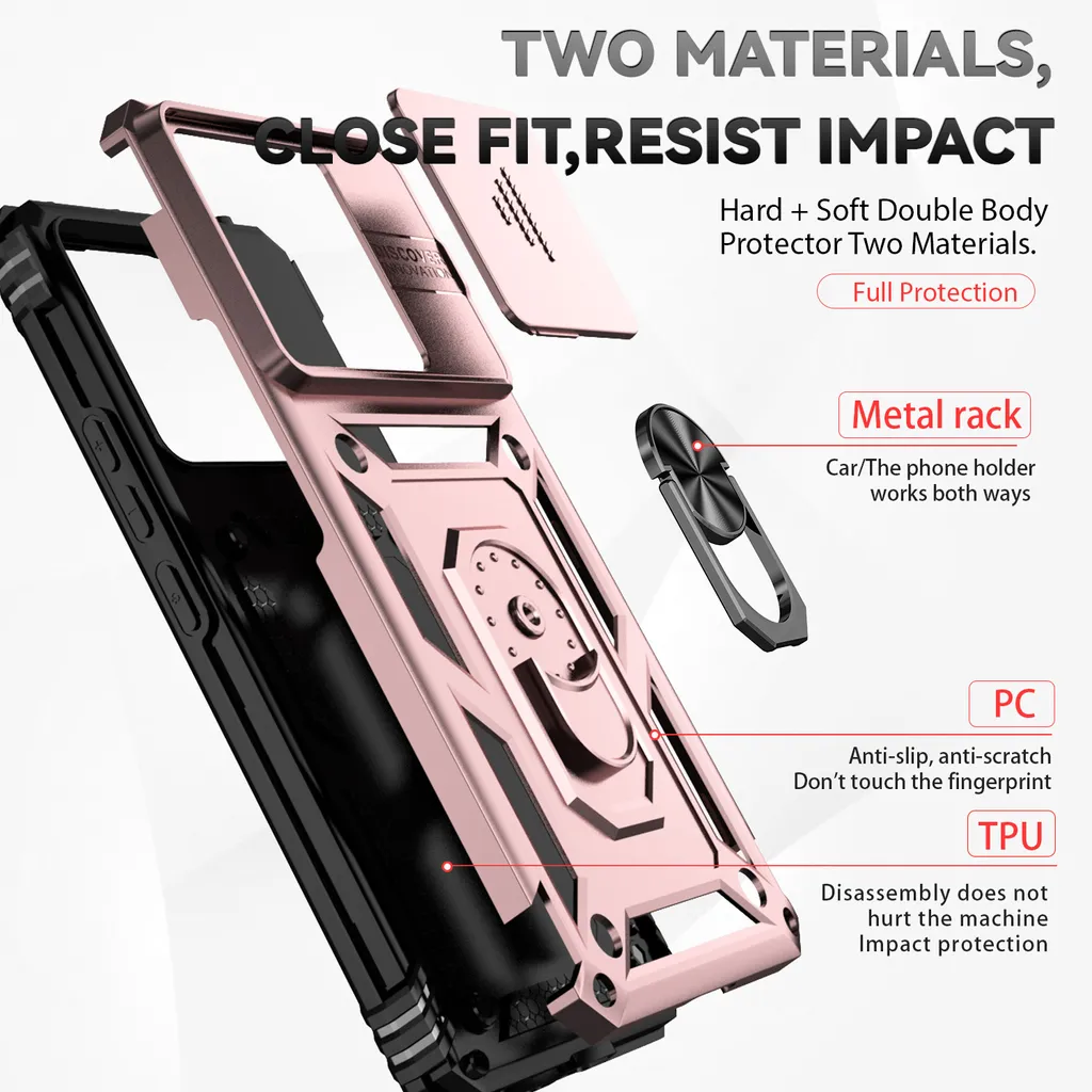 HAOYE Cover per Xiaomi Redmi Note 13 Pro 5G / Poco X6 5G, Custodia Protettiva con Supporto, Robusto Pannello Posteriore PC Antigraffio + Antiurto TPU Dual Layer Armour Ibrida Case. Bianco