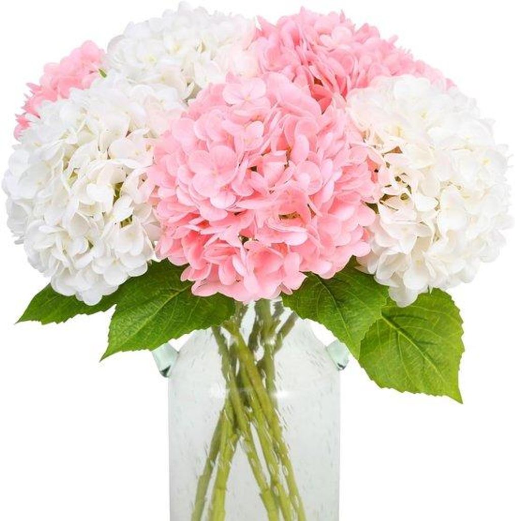 Kunstmatige Hortensia Boeketten - Grote Nep - Dubbele Kleur - Lange Steel - Wit - 196 inch