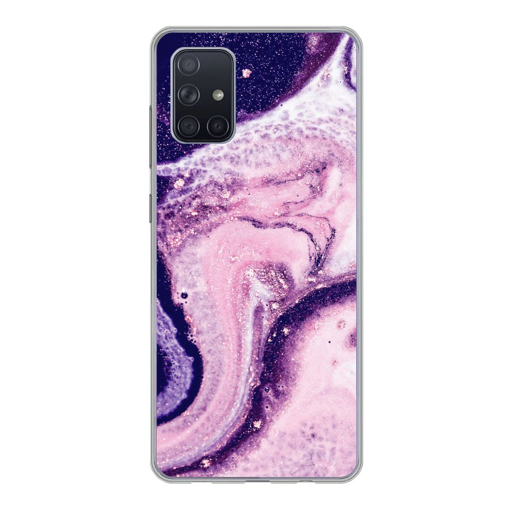 MuchoWow Handyhülle Schutzhülle Hülle für Samsung Galaxy A51 5G Marmor - Glitzer - Chic Silikon Softcase Handy Hülle - Abbildung