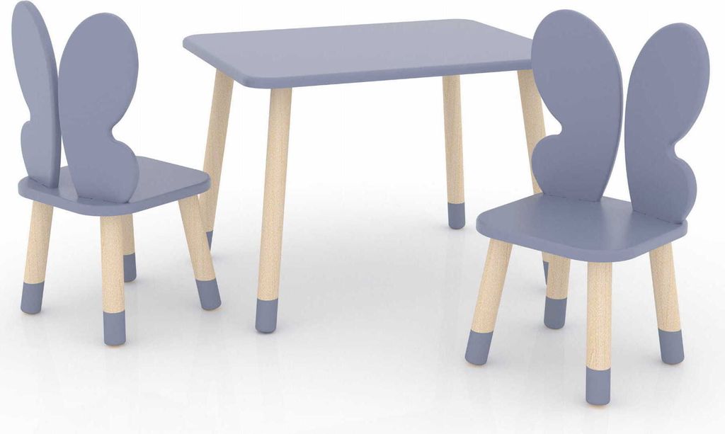 DEKORMANDA – Kindertisch mit Stühlen – Möbel für ein Kinderzimmer – Stühle in Form von Schmetterlingsflügeln für kleine Tierliebhaber ...