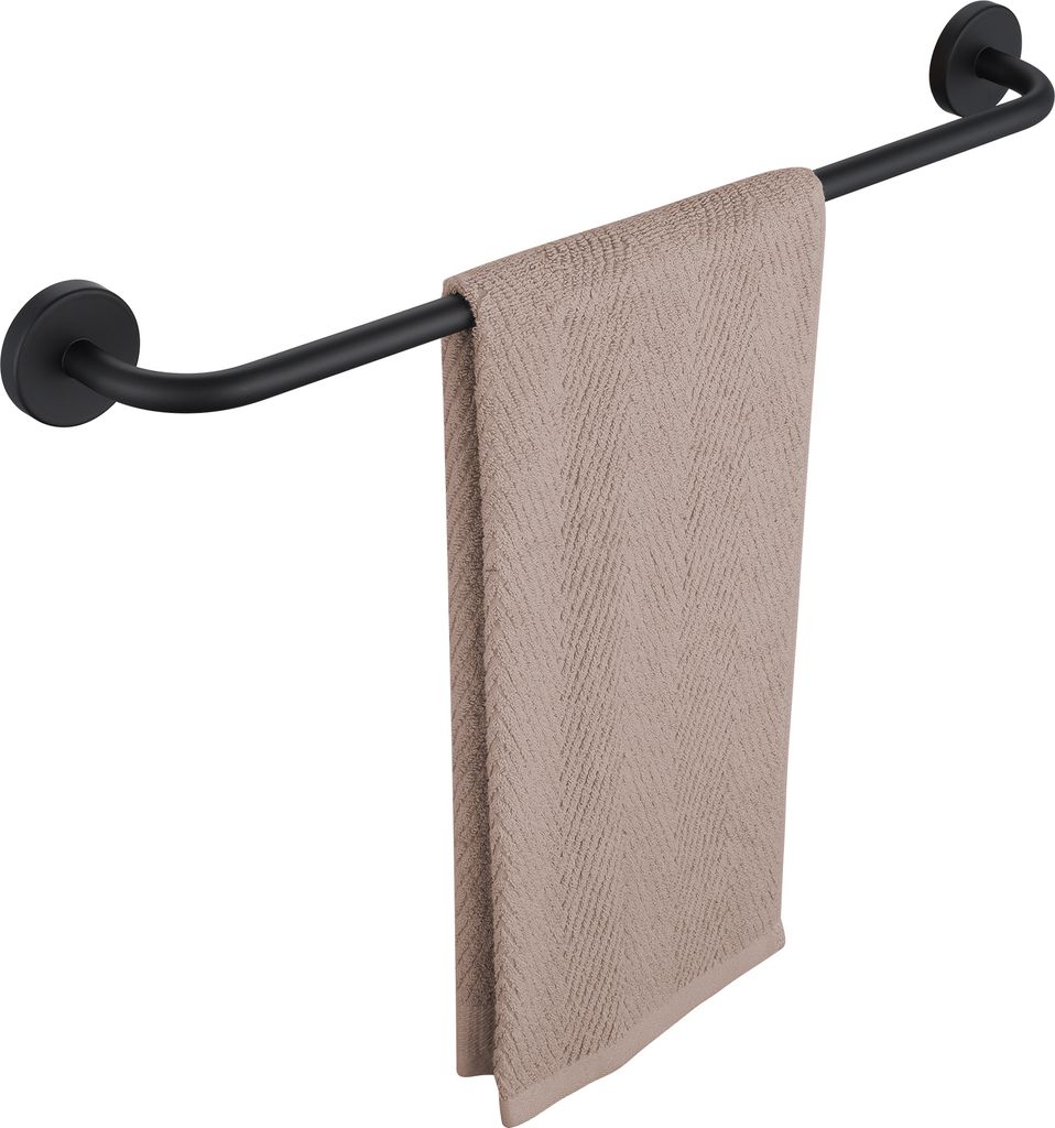 4-teiliges Badezimmer-Set Aus Messing, Mattschwarz – Inkl. Handtuchring, Handtuchstange, Toilettenpapierhalter & Bademantelhaken
