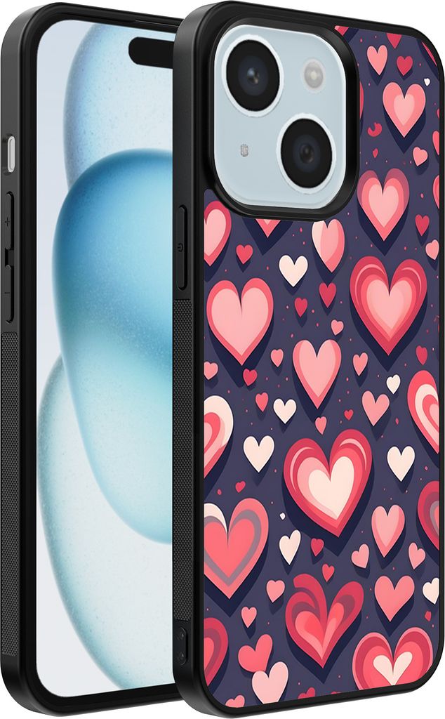 Smartphonica Telefon Fall geeignet für iPhone 15 mit Herzen Impressum - TPU Backcover Fall mit Herz-Design