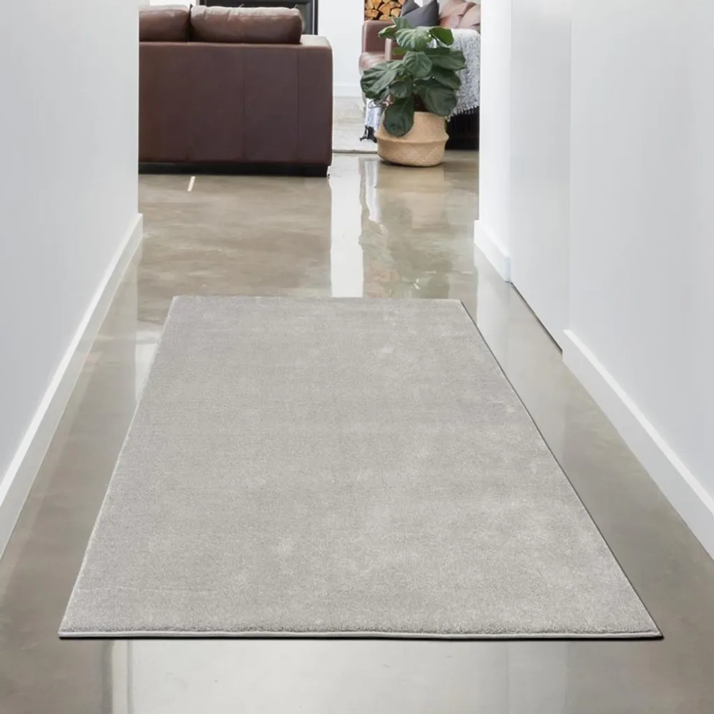 Tapis Argent Moderne Uni Élégant Intemporel - Format Salon 80 x 150 cm