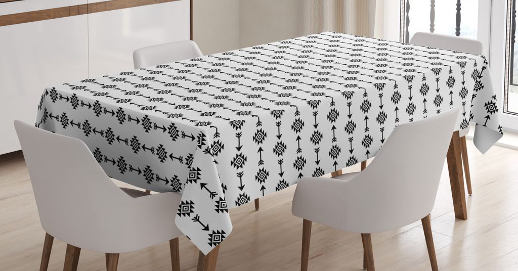 ABAKUHAUS Ethnisch Tischdecke, Monochrome Repetitive Motive, Schmutzabweisend Pflegeleicht Waschbar Druck Mit Klaren Farben ohne Verblassen, 140 x ...