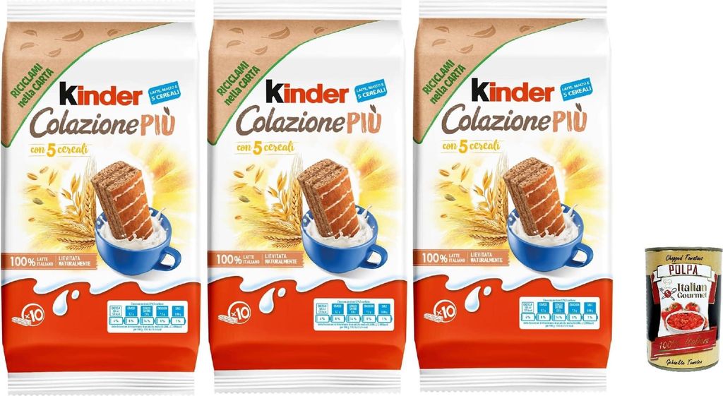 Kinder Colazione Più, 10 Snacks aus Vollkorn -Schwammkuchen Produktbild 