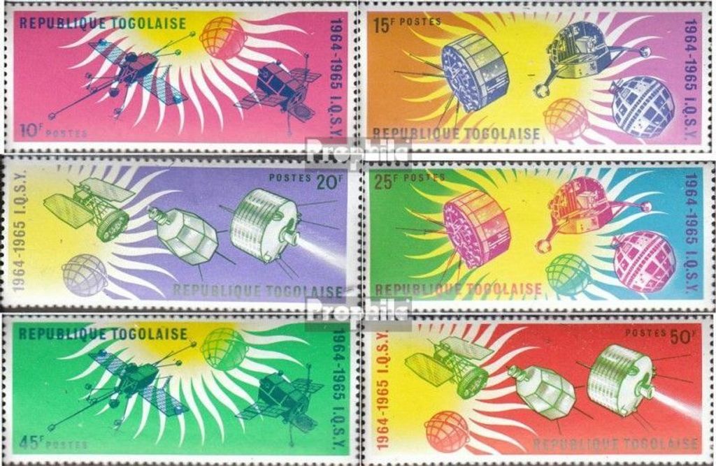 Briefmarken Togo 1964 Mi 446A-451A (kompl.Ausg.) postfrisch Jahr der ruhigen Sonne