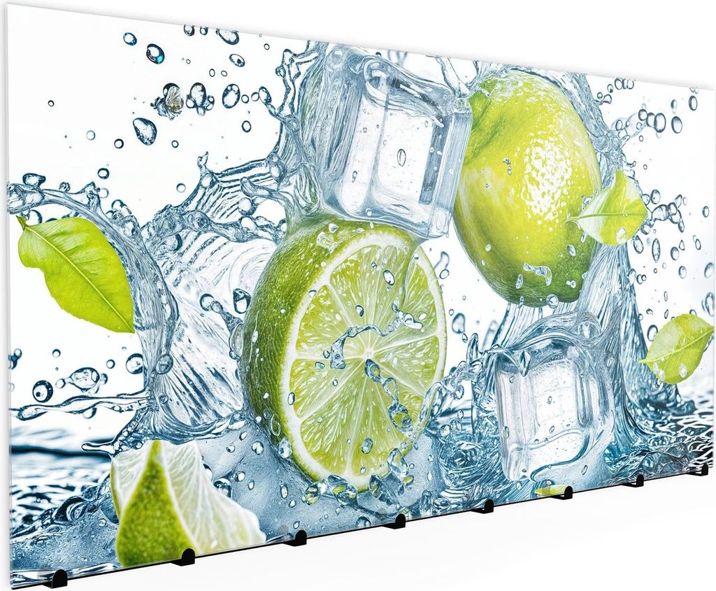 Wandgarderobe mit Magnetwand & Memoboard aus Glas Limetten Splashing