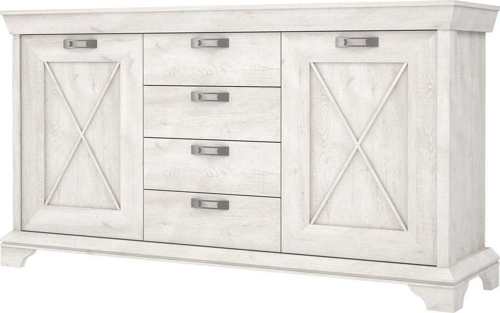 Sideboard Anrichte 178 cm Pinie weiß mit 4 Schubladen - KASHMIR - Die Möbelfundgrube