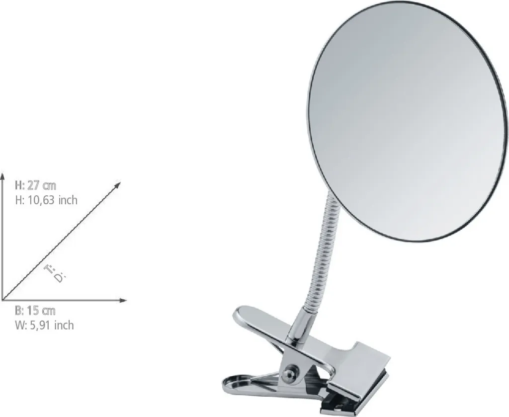 Miroir de maquillage WENKO avec pince de serrage et grossissement 5x