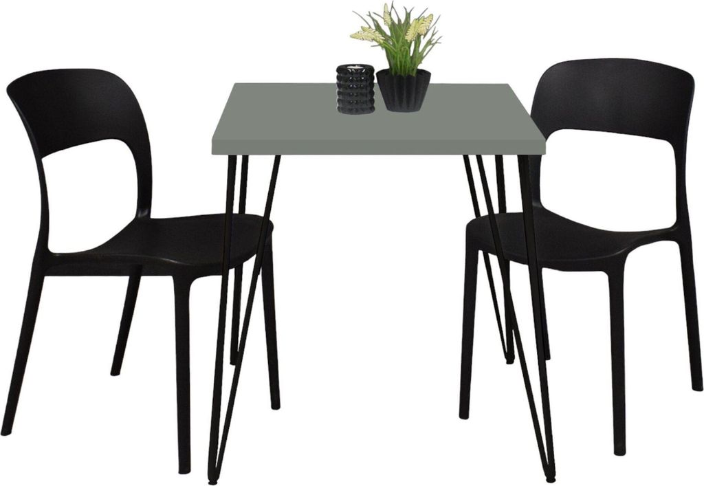 Bistrotisch Eirena 70x70x75 schwarz matt/Pinie green matt Produktbild 