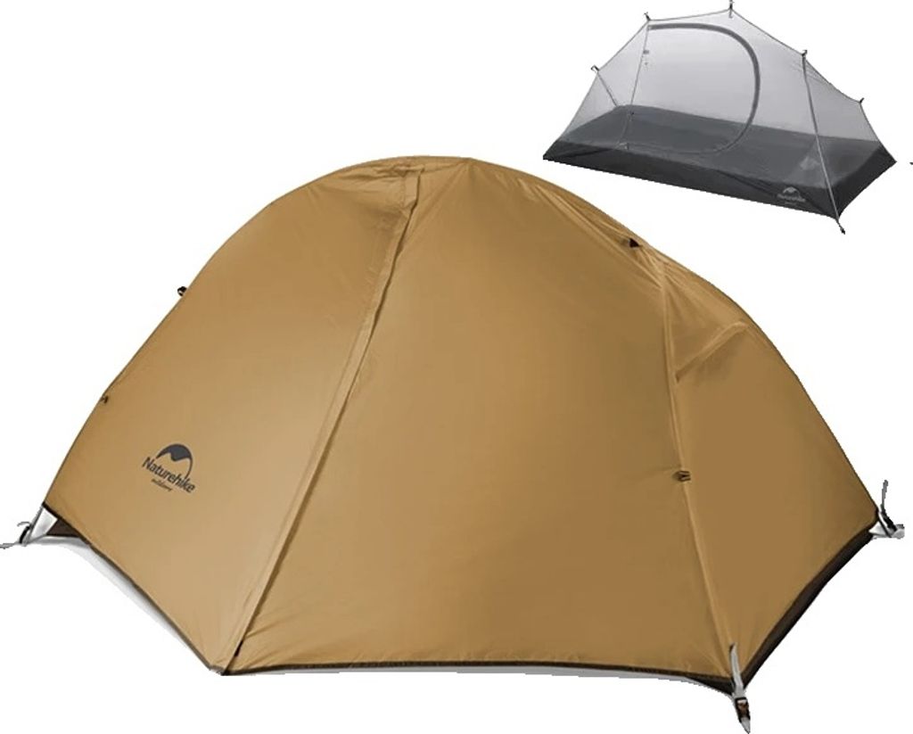 Ultraleichte Backpacking-Zelt, wasserdicht 4000mm, geräumig 205x156cm, 1P - 20D - Braun