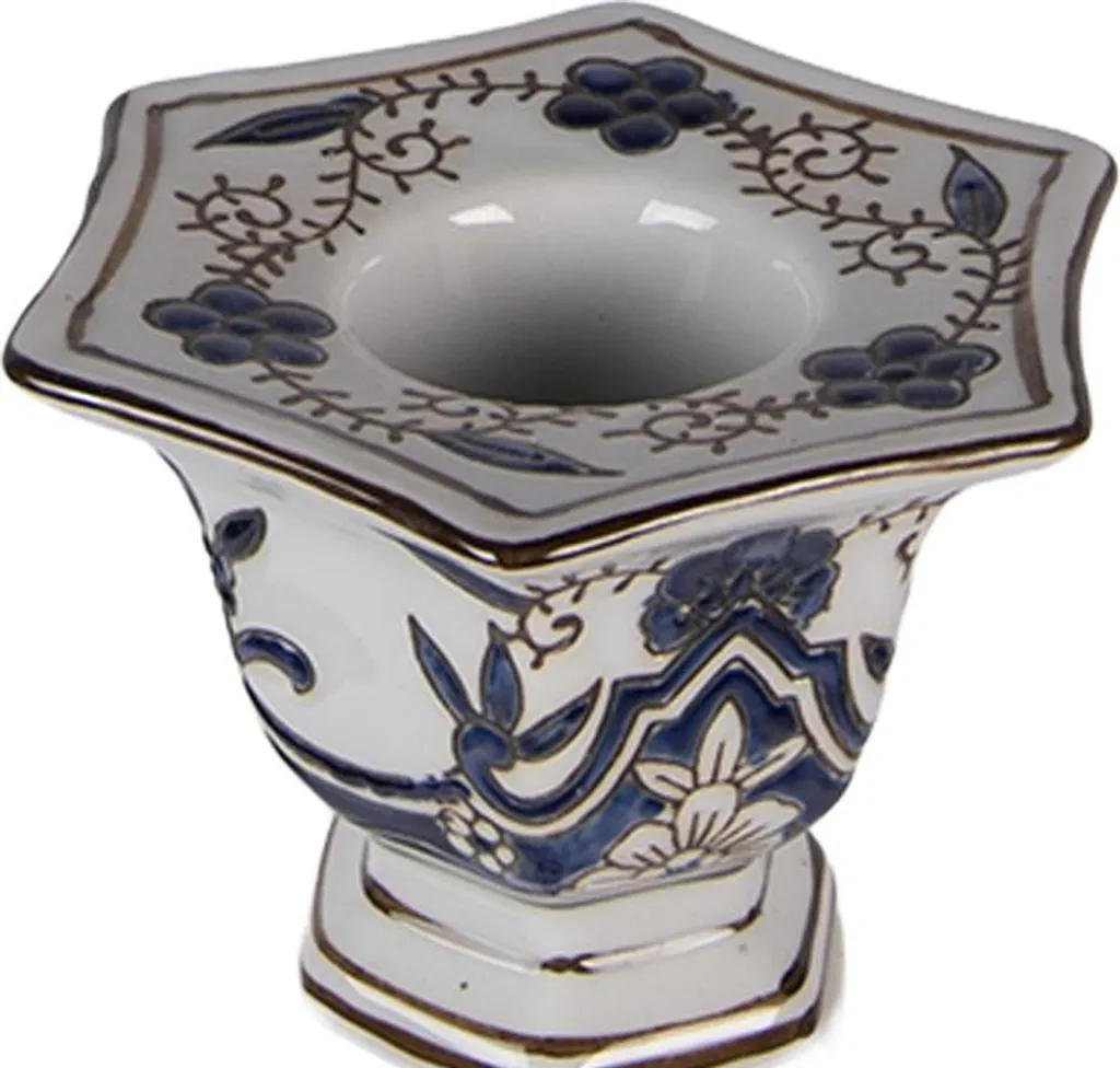 Clayre & Eef Chandelier Ø 18x36 cm en Porcelaine Blanc et Bleu de Luxe - 3
