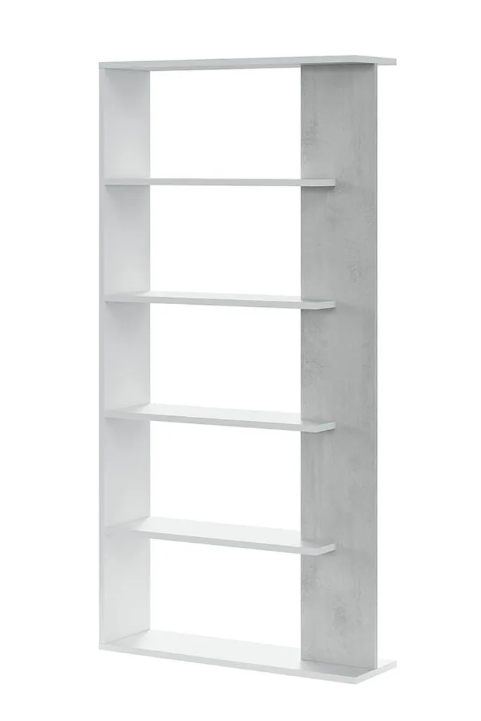 Étagère de bibliothèque ALIDA décor gris ciment - 90x180x25 cm moderne