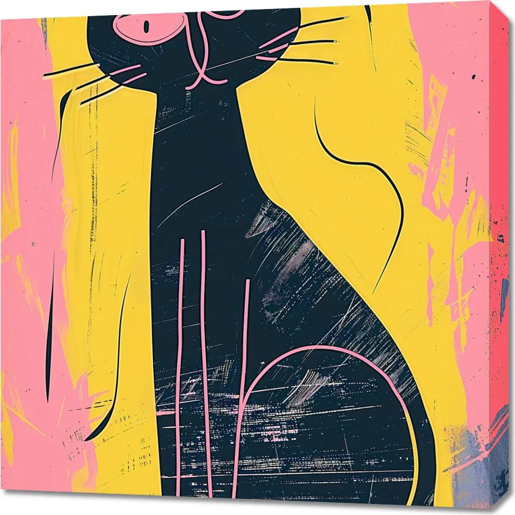 Tableau Chat 70x70 cm - Décoration Murale Idéale pour Salon et Bureau