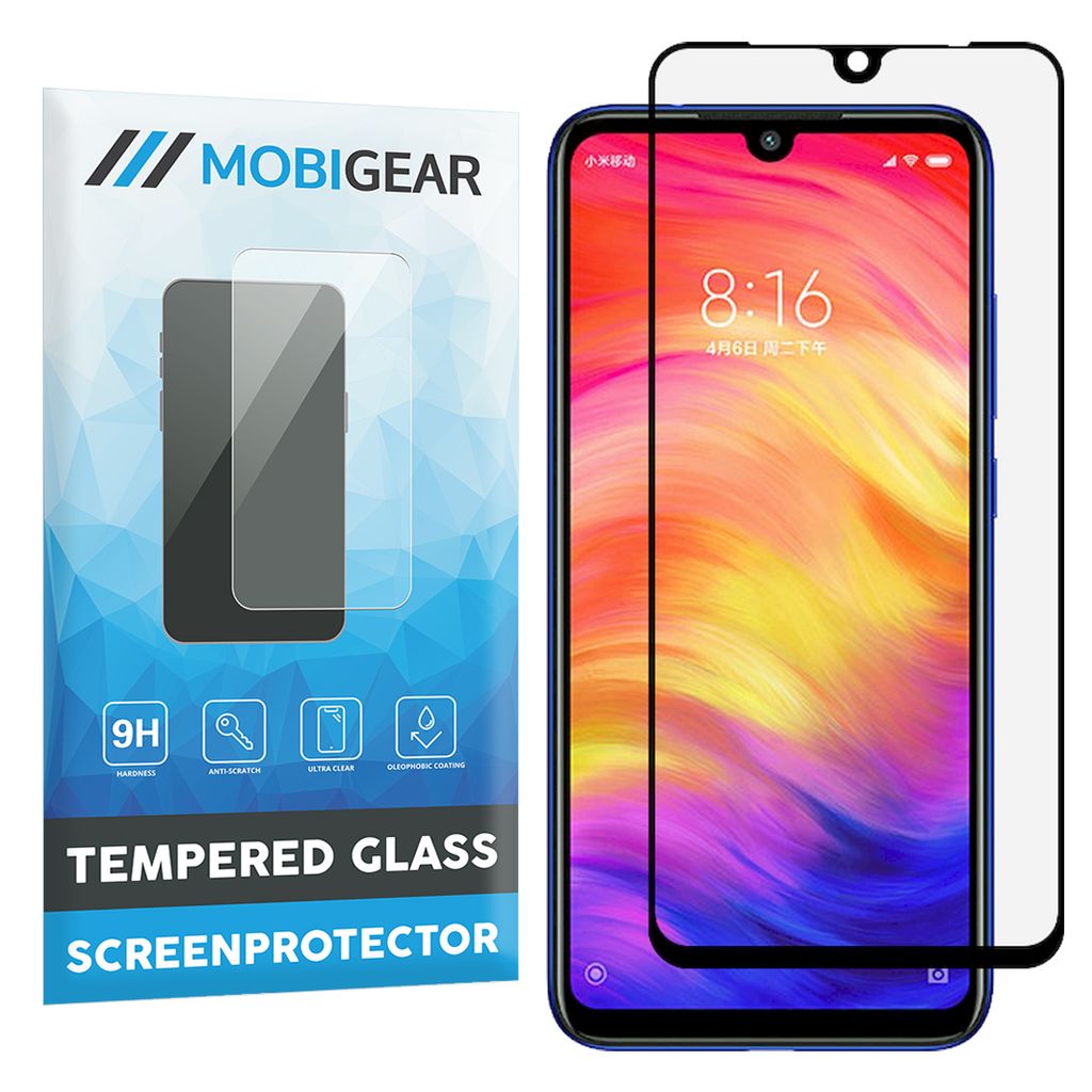 Mobigear Premium 9.98 Xiaomi Redmi Note 7 Panzerglas Gehärtetes Glas Displayschutz - Hüllenfreundlich - Schwarz (3er Pack)