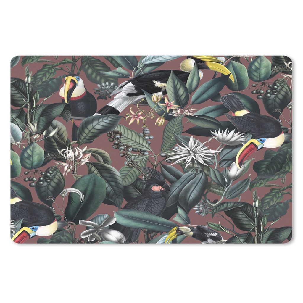 MuchoWow Mauspad Mousepad Blumen - Tukan - Blätter 27x18 cm - Mousepads - Maus Mat - Pad - Mausunterlage - Büroartikel - Desk Matten