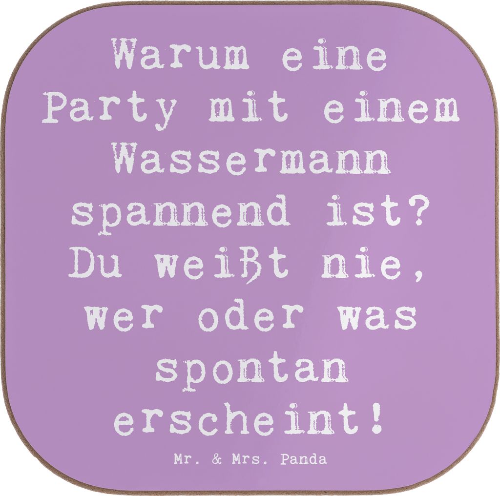 Mr. & Mrs. Panda Tischuntersetzer Spruch Wassermann Party - Lavendeltraum - Geschenk, Horoskop, Coaster, Spannung, Tassen Untersetzer, Tierkreiszei...
