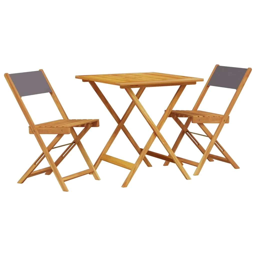 vidaXL Set bistrot 3 pezzi in tessuto e legno massiccio antracite