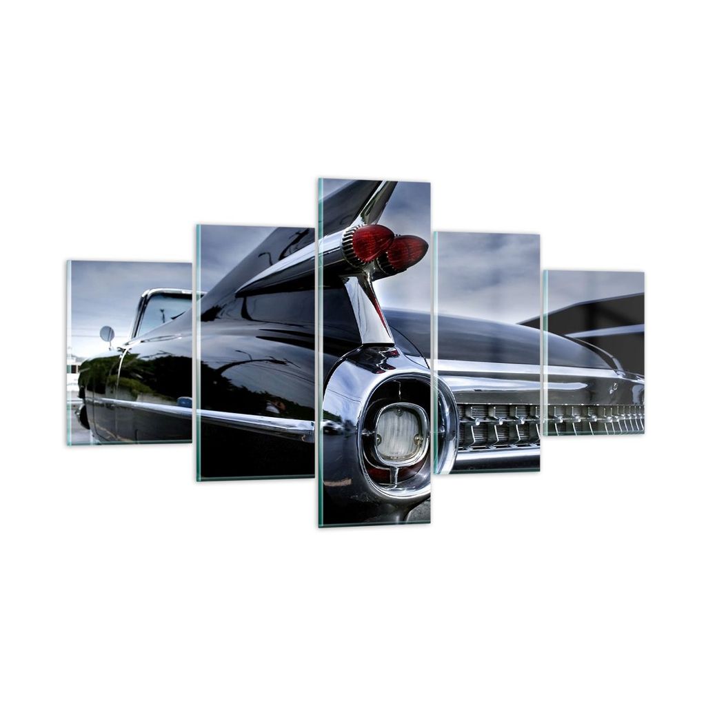 Bilder auf glas - Auto Retro Himmel - 125x70cm - Glasbilder - Wandbilder - Kunstdruck - zum Aufhängen bereit - Wanddekoration aus Glas - Glas Bild...