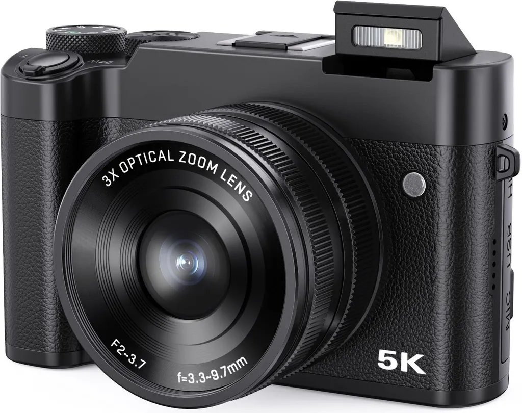 Appareil Photo Compact Numérique 5K 64MP Idéal pour Voyage et Vlogging