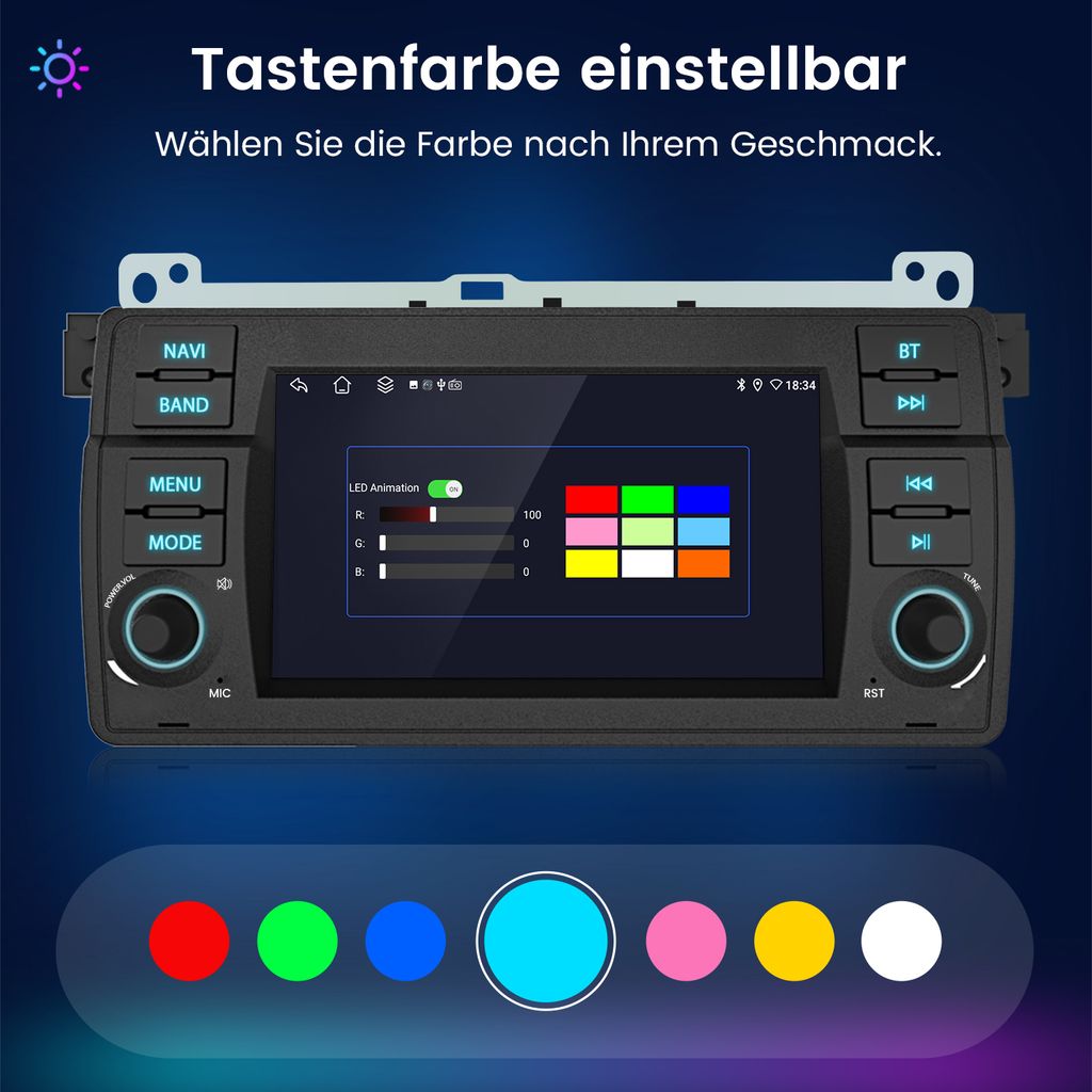 8 Core 4 64G Inefala 9 pulgadas Doble DIN Android 15 Radio de coche estéreo con