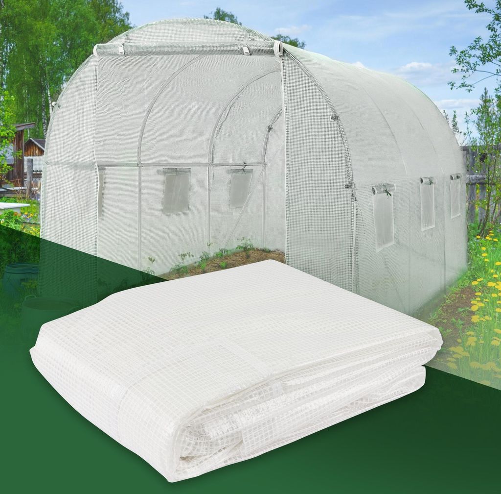 ECD Germany Gewächshaus Ersatzabdeckung, 300x200x200 cm, Weiß, 6m²