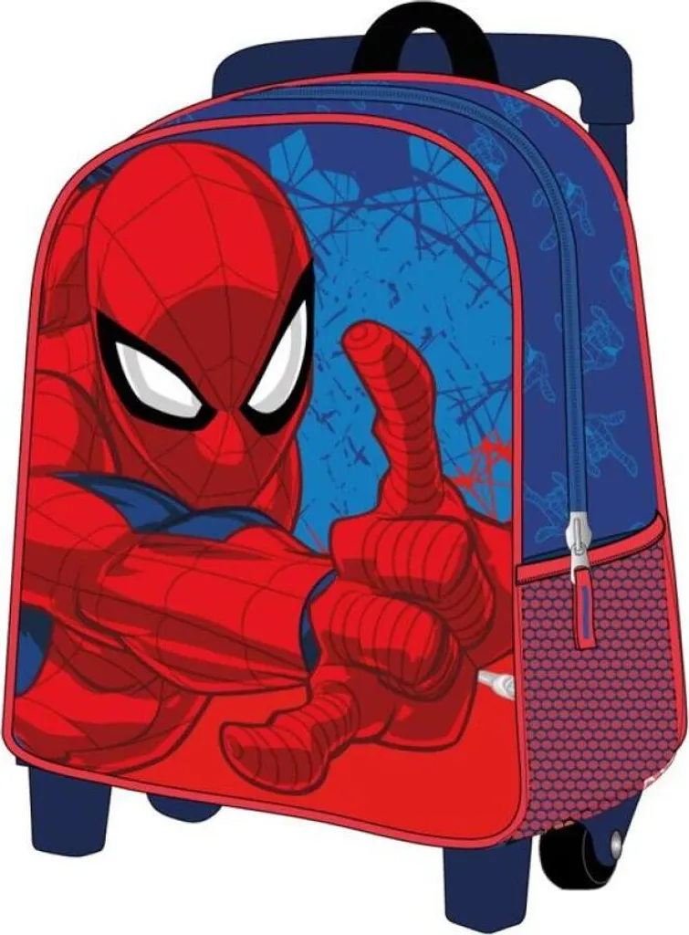 Cartable Spiderman à roulettes Bleu avec Effet 3D Relief pour l'École