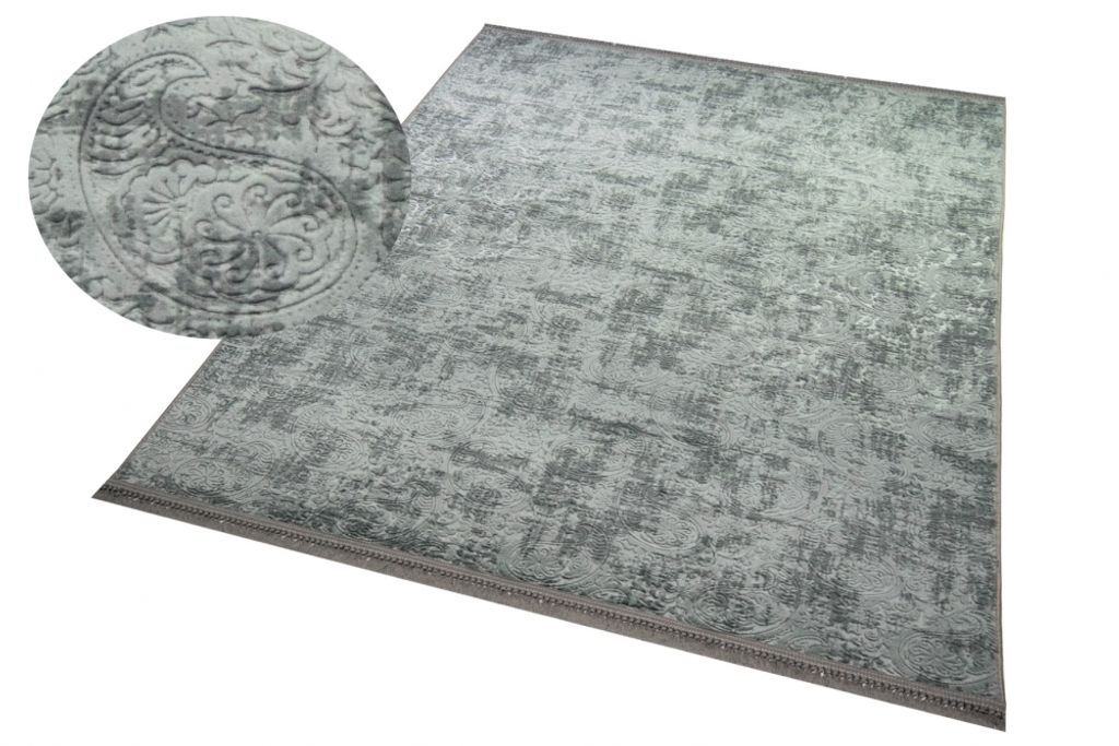 Teppich Paisley Muster Wohnzimmerteppich mit Fransen waschbar creme 