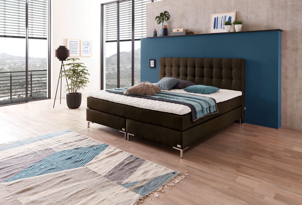 Boxspringbett WELCON ROCKSTAR 160x200 cm Härtegrad H3 dunkelbraun
