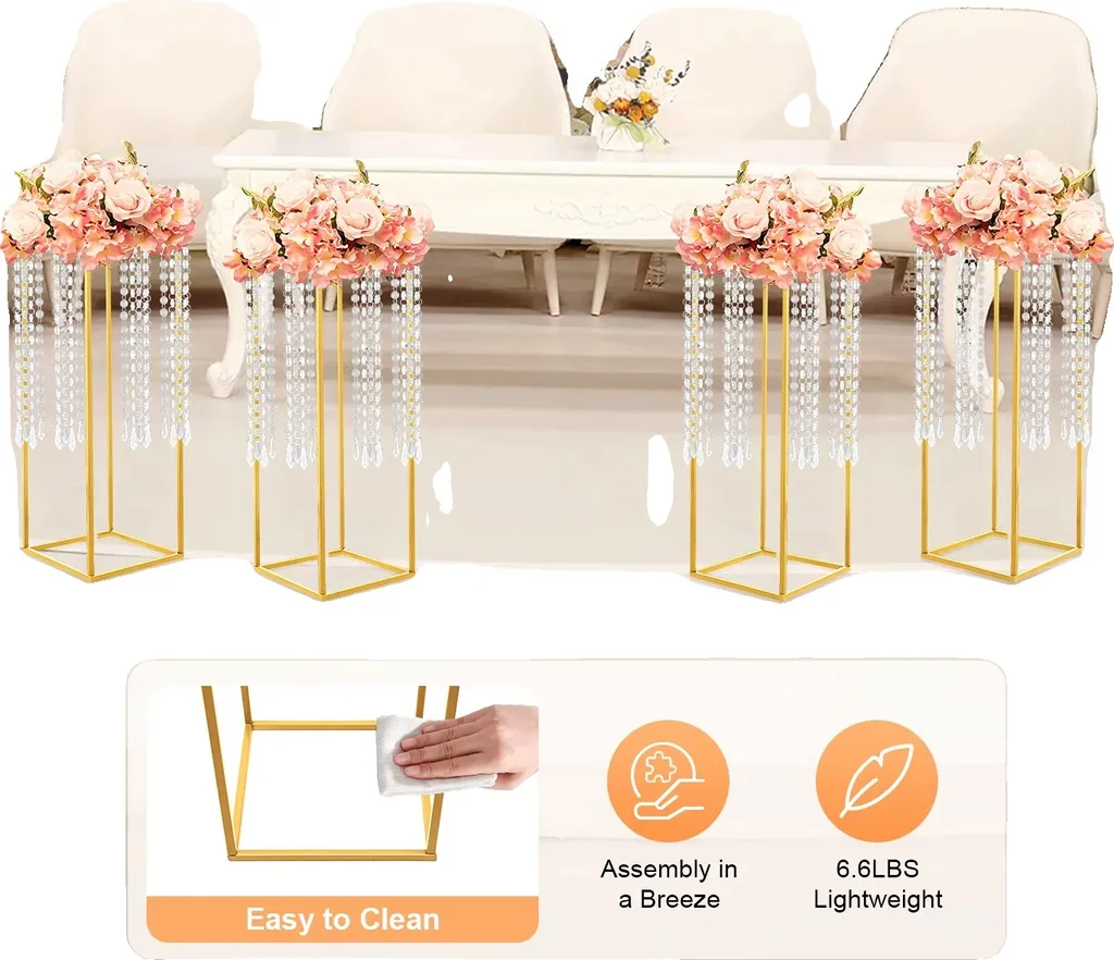 Support de fleurs mariage métallique durable et élégant pour décor de table