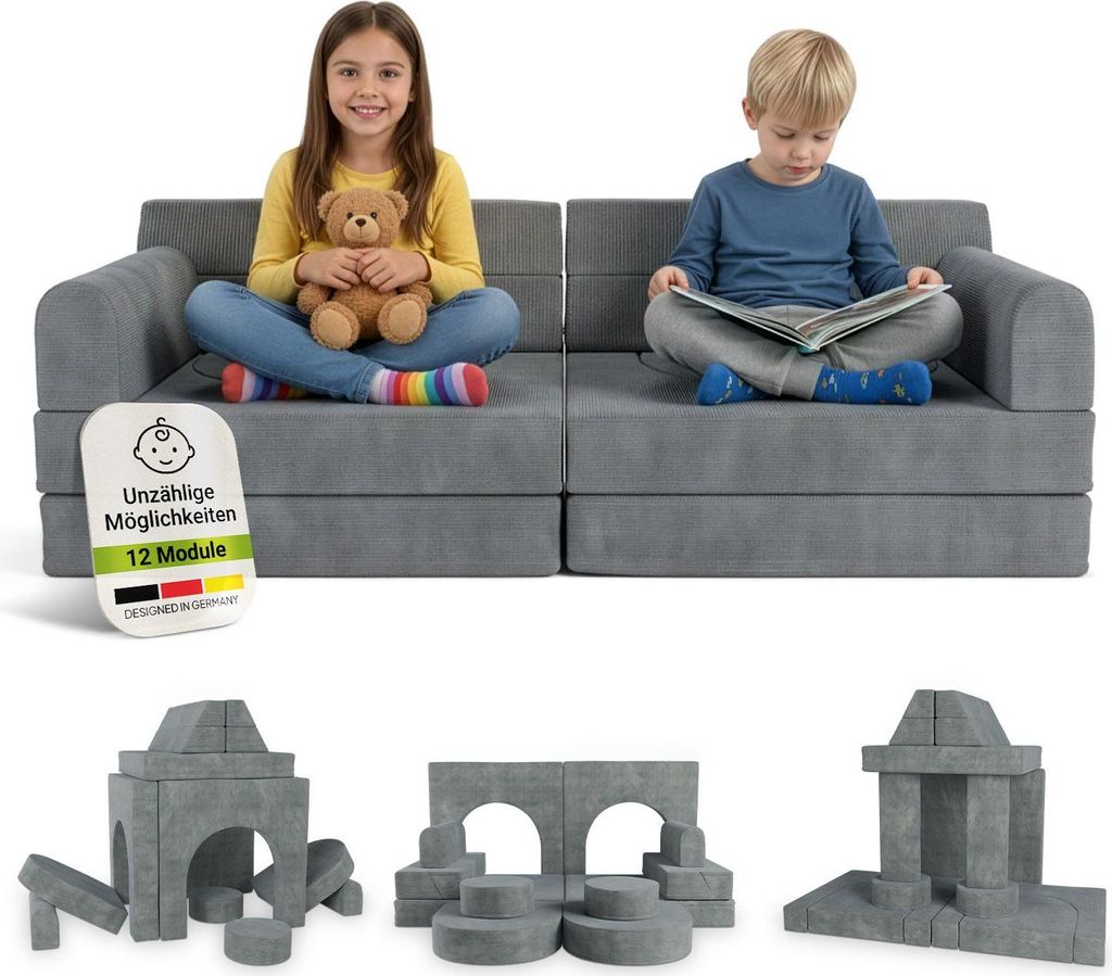 Juskys Kinder Spielsofa Kayo – Cord, modular & pflegeleicht Produktbild 