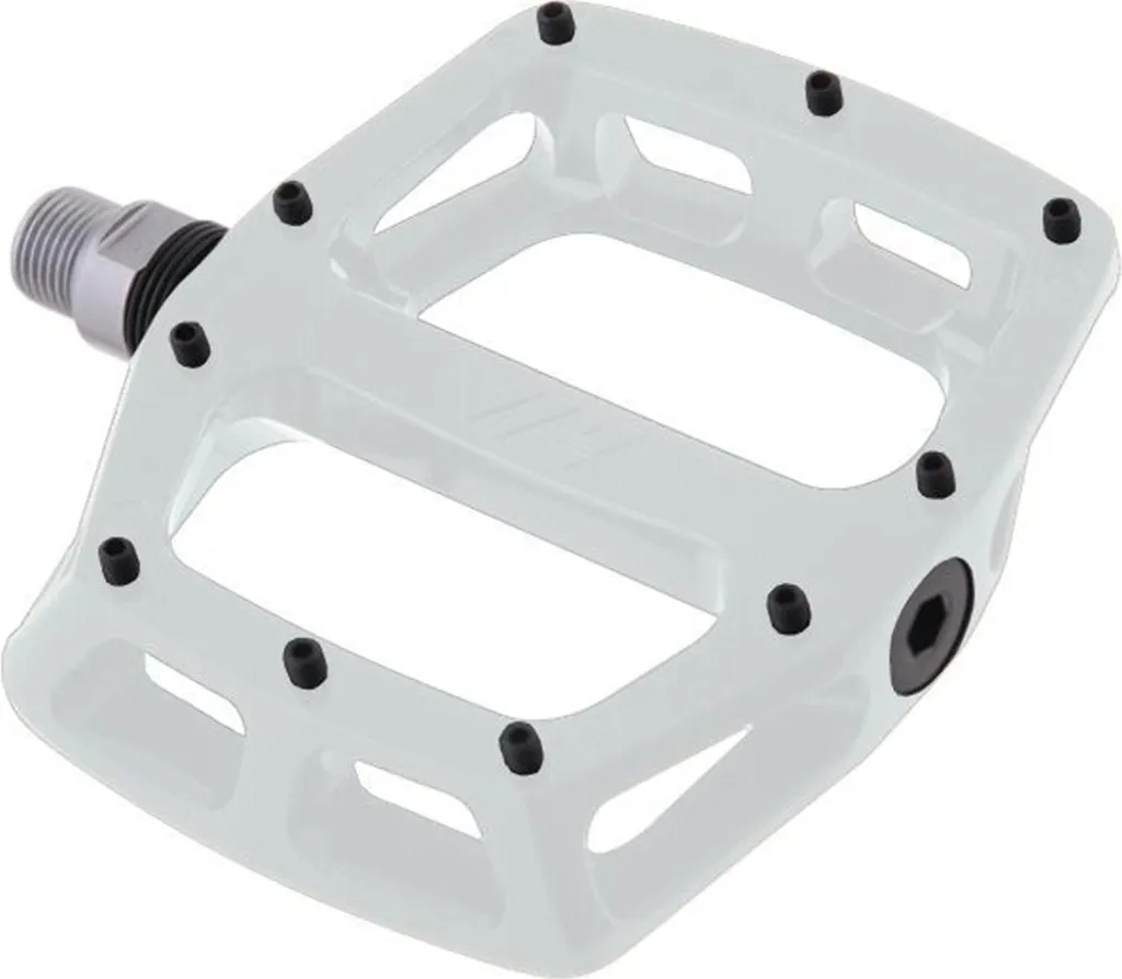 Pédale DMR V12 Blanche avec Grip Maximum - Design Concave et Axe Chromoly