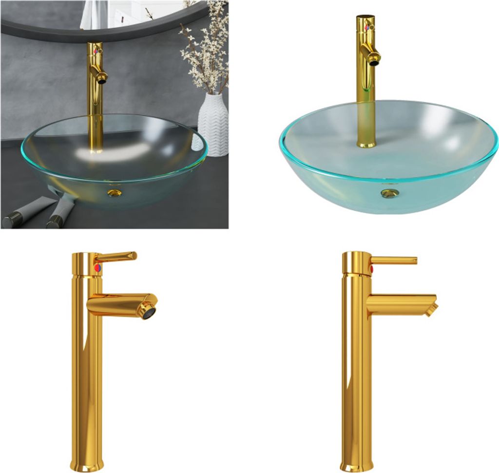 vidaXL Badezimmer Waschbecken mit Wasserhahn und Ablaufgarnitur aus mattiertem, gehärtetem Glas - Waschbecken - Spülbecken - Waschtisch - Gehärt...