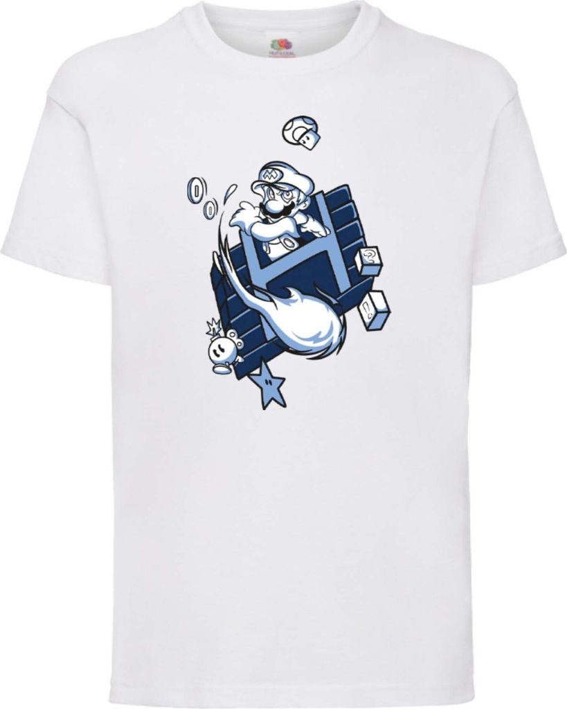 Kinder T-Shirt Japan Animation Manga Anime Comics Game Mario Fun Fire ball Var-006 Game Mario Fun Fireball, 12-13 Jahr - 152 / Weiß
