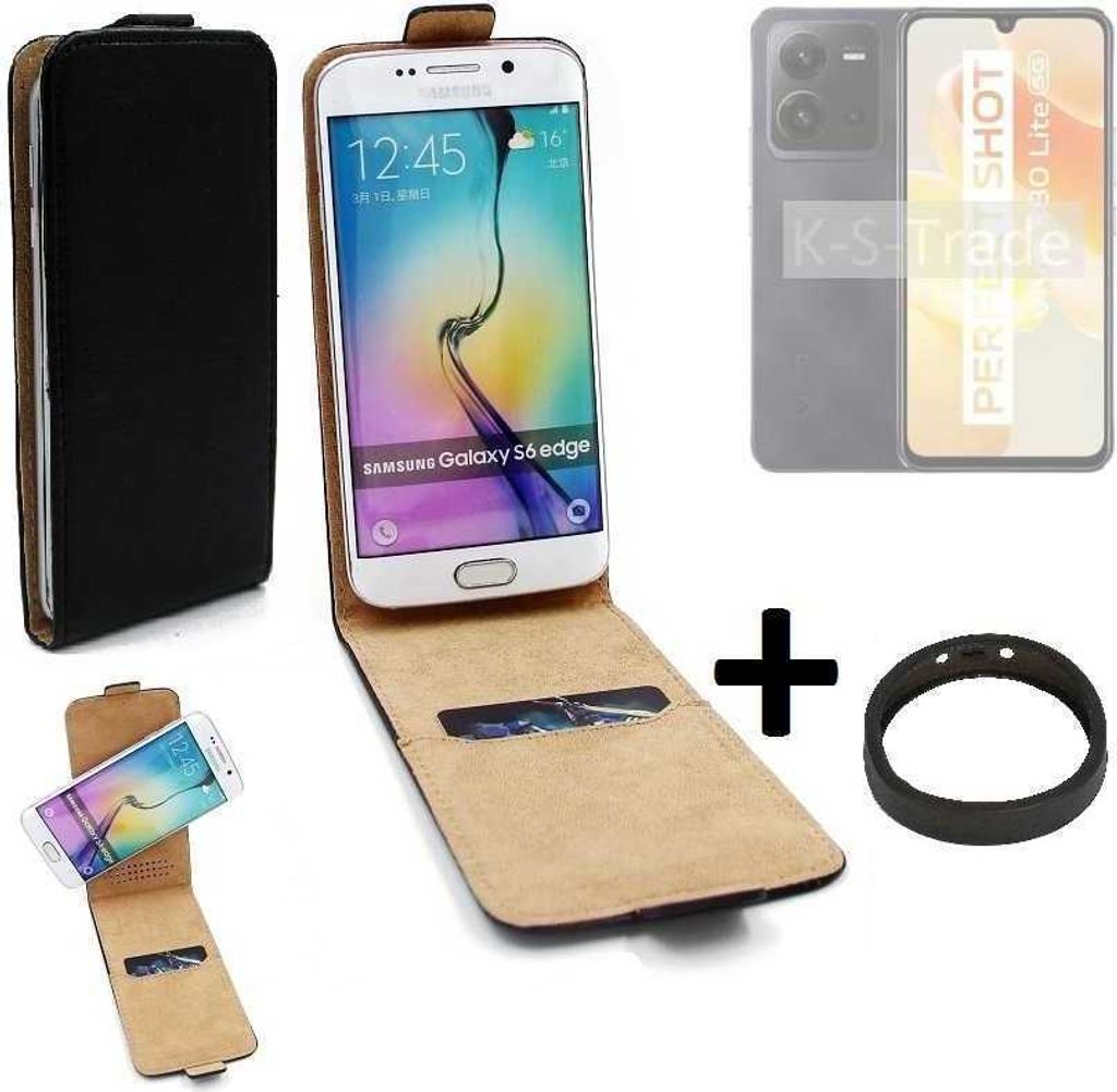 K-S-Trade TOP SET Handyhülle kompatibel mit Vivo X80 Lite 360° Flipstyle Schutzhülle Smartphone Tasche schwarz + TPU Bumper, Case Hülle Flip cover