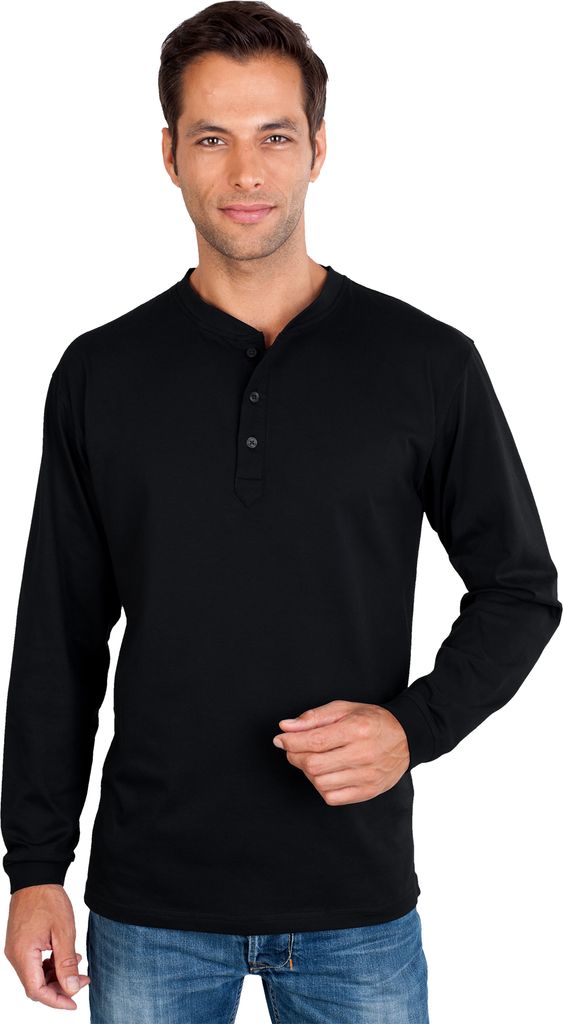 QUALITYSHIRTS Langarm Serafino Shirt mit Knopfleiste Gr. Produktbild 