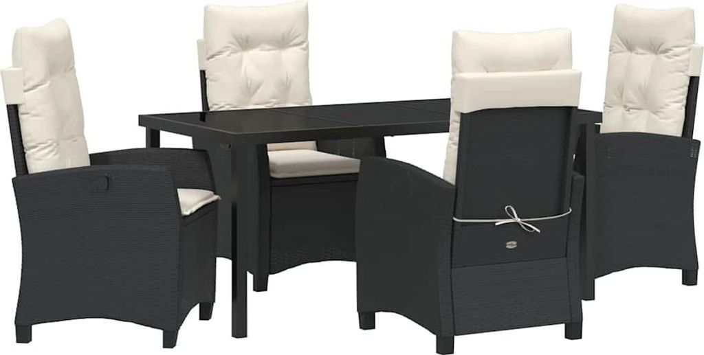 SYFAX Garten Essgruppe 5 pcs Schwarz Poly-Rattan