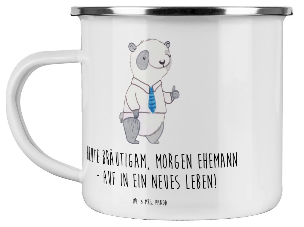 Mr. & Mrs. Panda Teetasse Bräutigam Heute - Weiß - Geschenk, Reisebecher, Brautpaar, neues Leben, Liebe, Heirat, Hochzeitsdekoration, Heiraten, E...