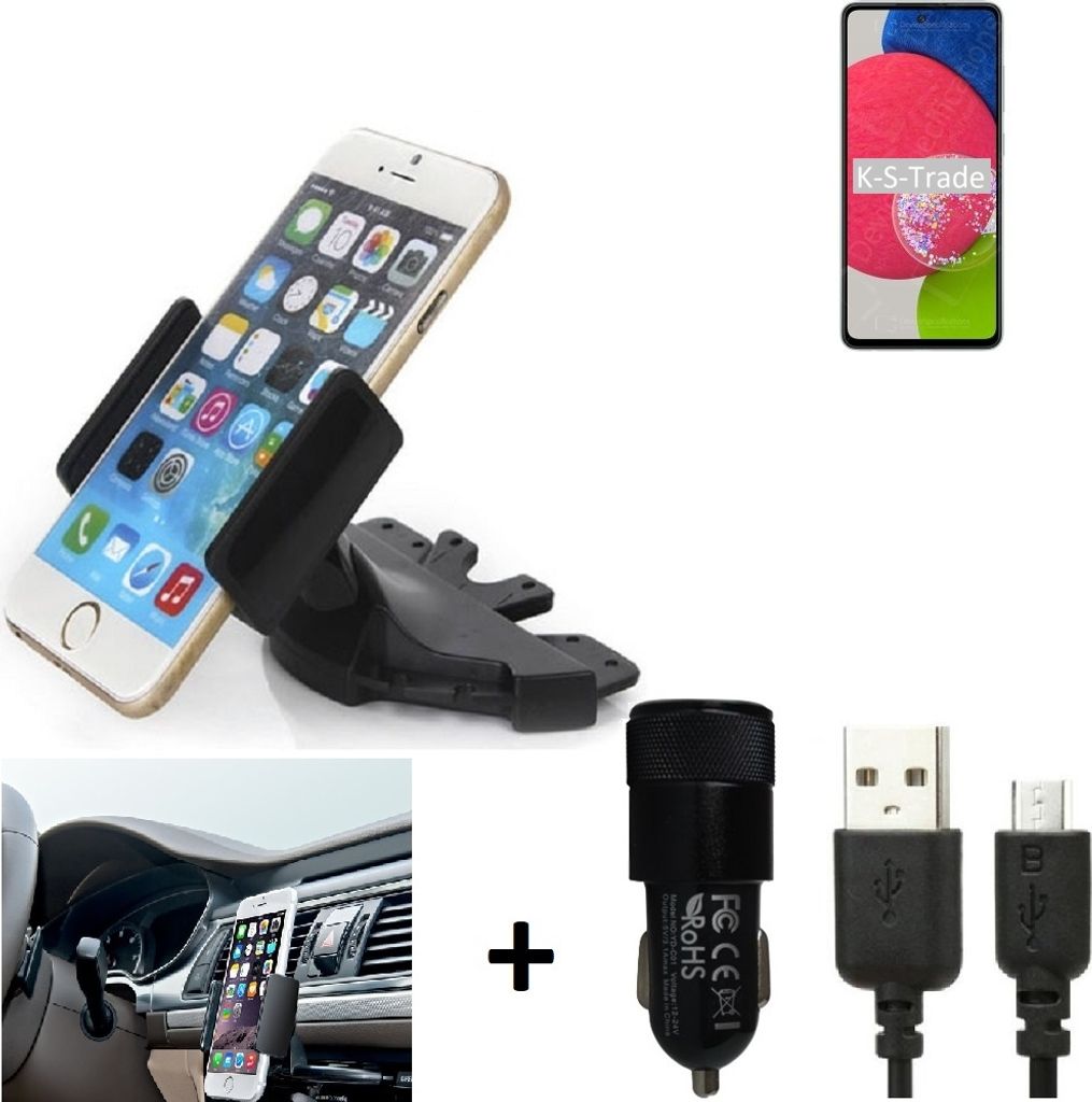 TOP SET K-S-Trade Autohalterung kompatibel mit Samsung Galaxy A52s 5G CD Schlitz Halterung KFZ-Halter Radio Handy Halterung 360° drehbar DVD-Schacht