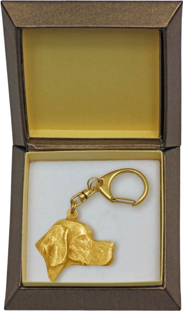 English Pointer, Englischer Pointer - Vergoldeter Schlüsselanhänger mit Hund in Geschenkbox, Handtaschen-Dekoration, Luxus-Accessoire der Marke A...
