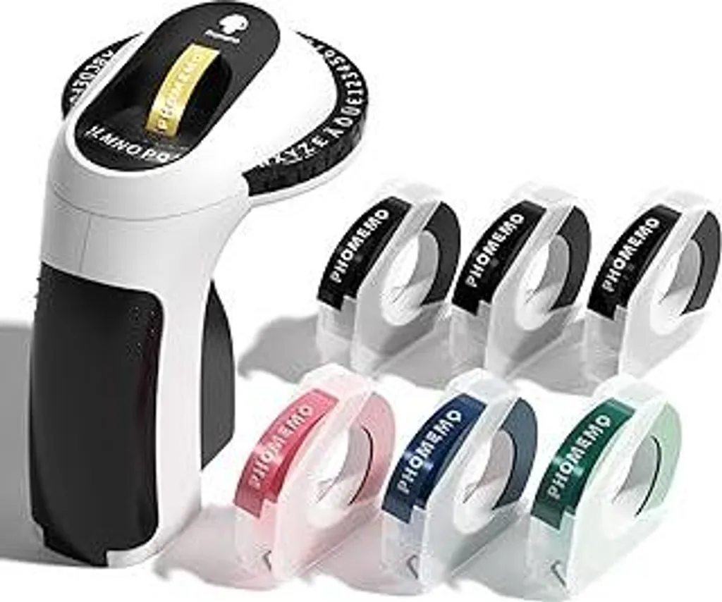 Phomemo E975 Etichettatrice 3D Nera - 6 Nastri Colorati per DIY Creativo