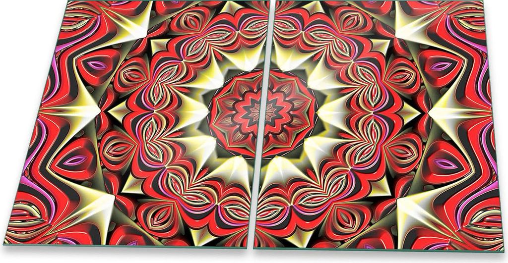 Herdabdeckplatte Glaskeramik 2-Teilig 2x40x52 Blumen Rot Abdeckung Spritzschutz Glas