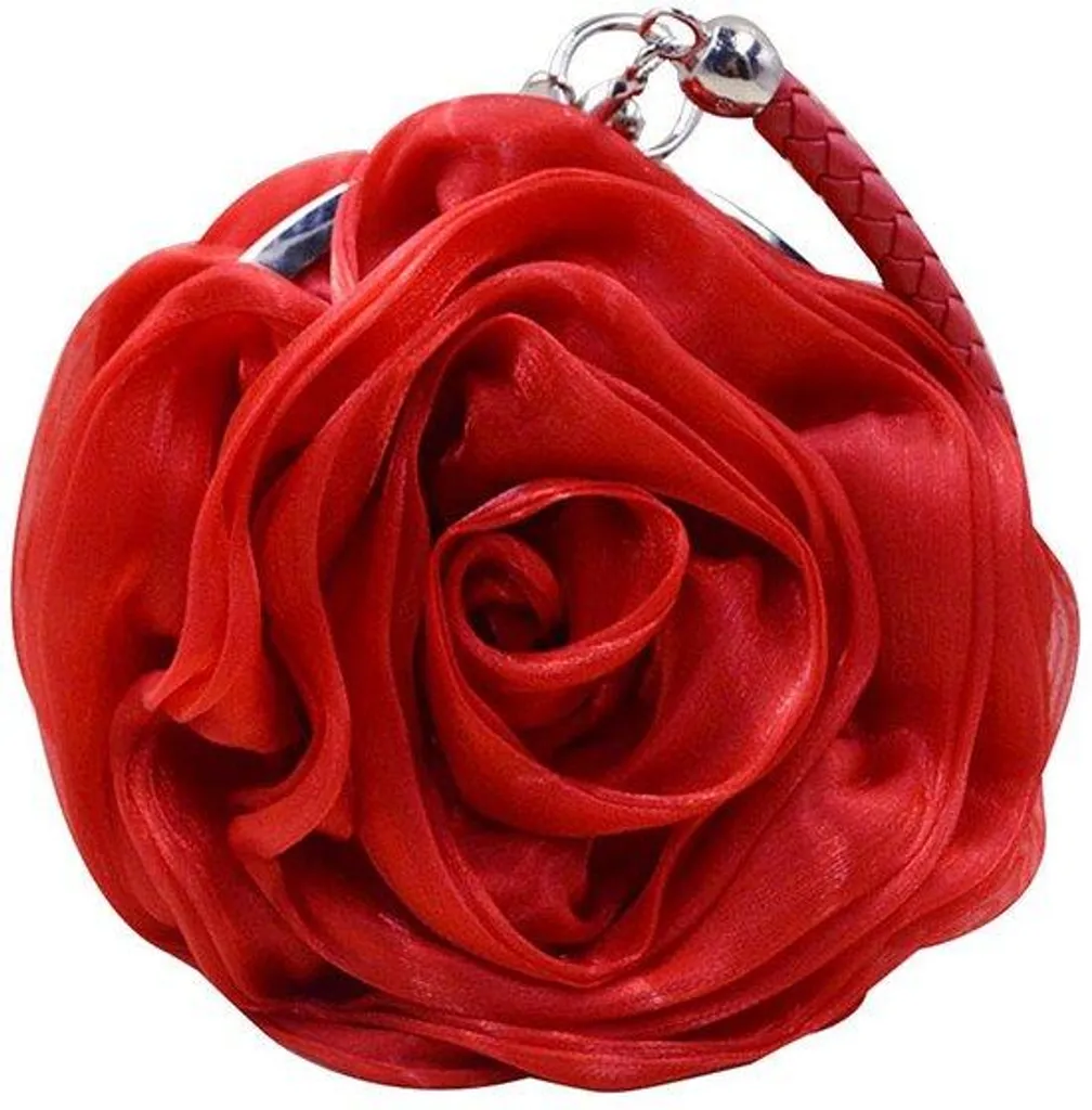Sac pochette de cérémonie rouge à roses - Accessoire mariage et fête