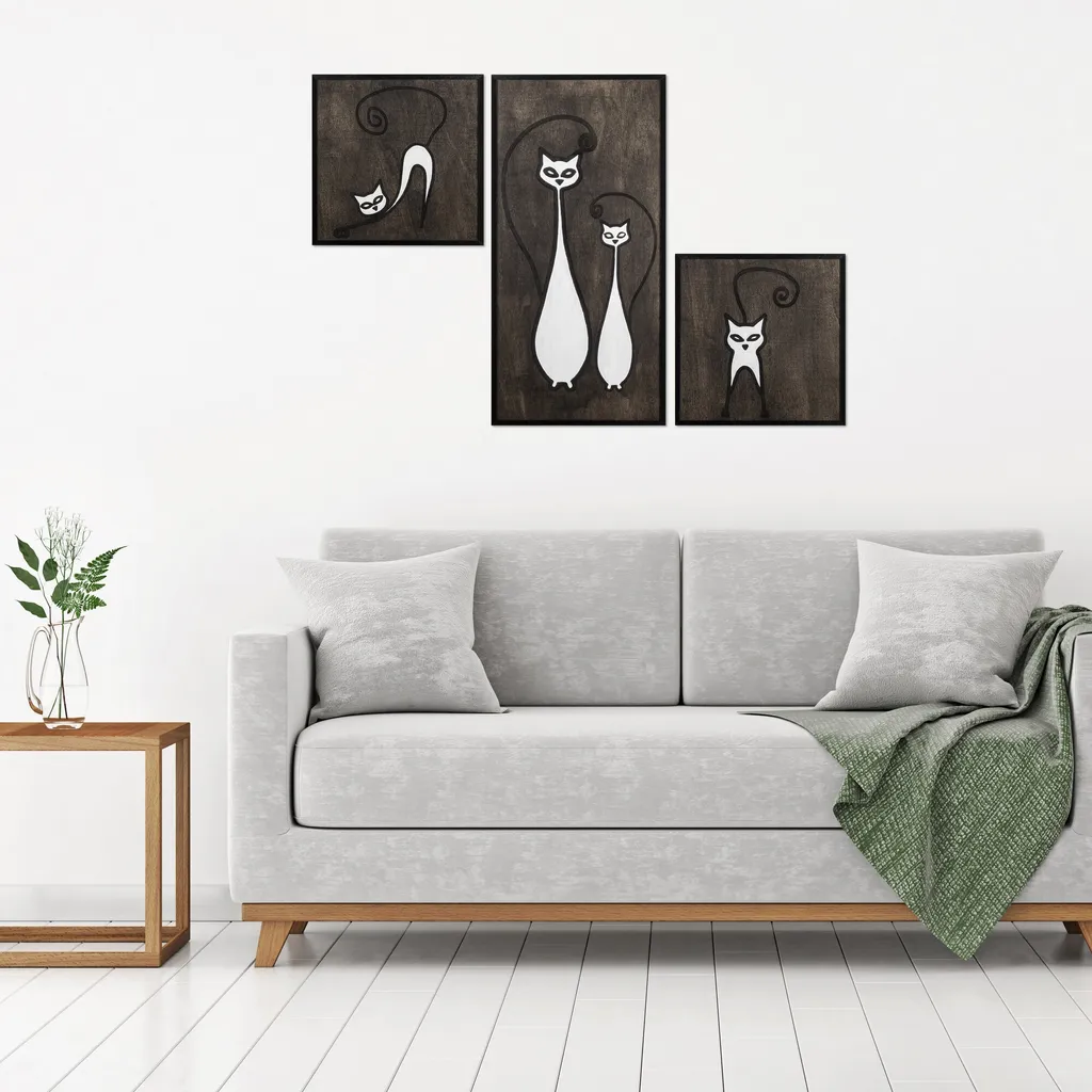 Decorazione Parete Gatto Wallity SKL1322 Legno 30x30 Minimal Design