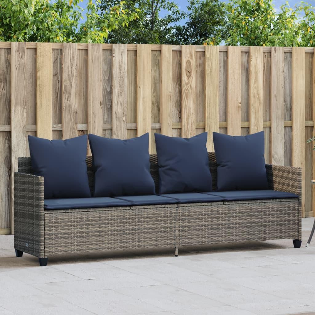 "2026 Moderne" Sonnenliege mit Kissen Grau Poly Rattan - Gartenliegen CJG779556