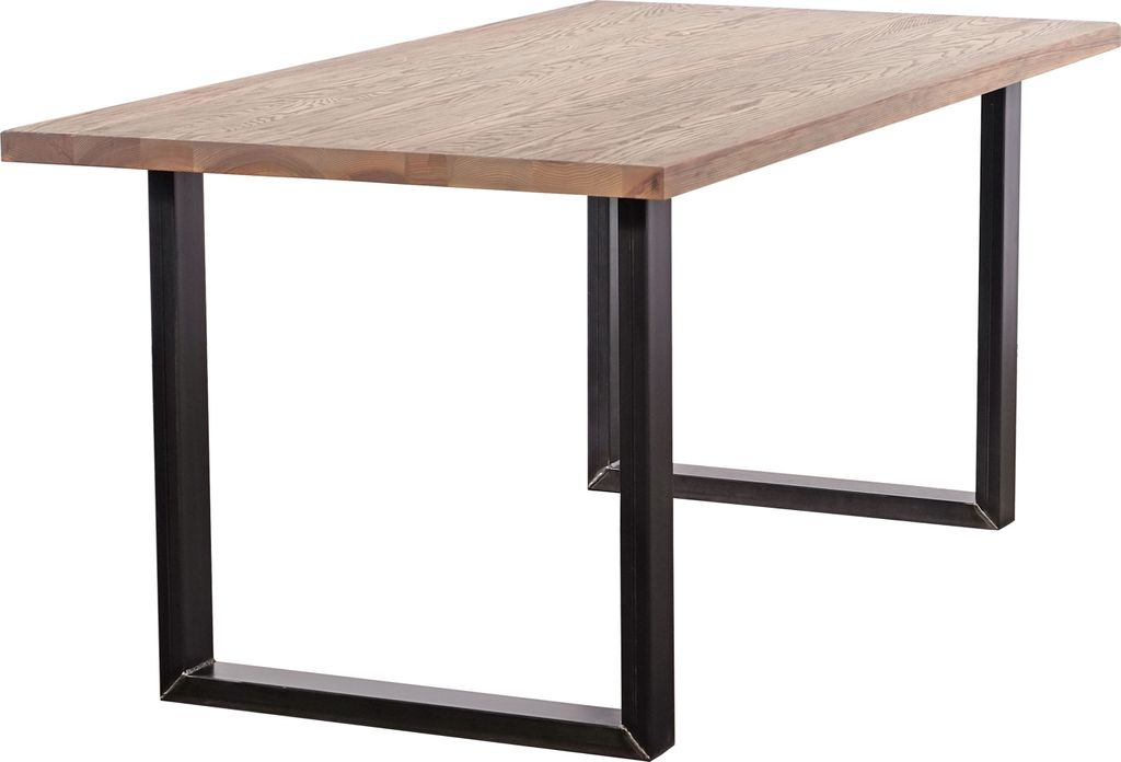 MASSIVHOLZ ESSTISCH BROADWAY | grau geölt, U-Profil, 180x90cm