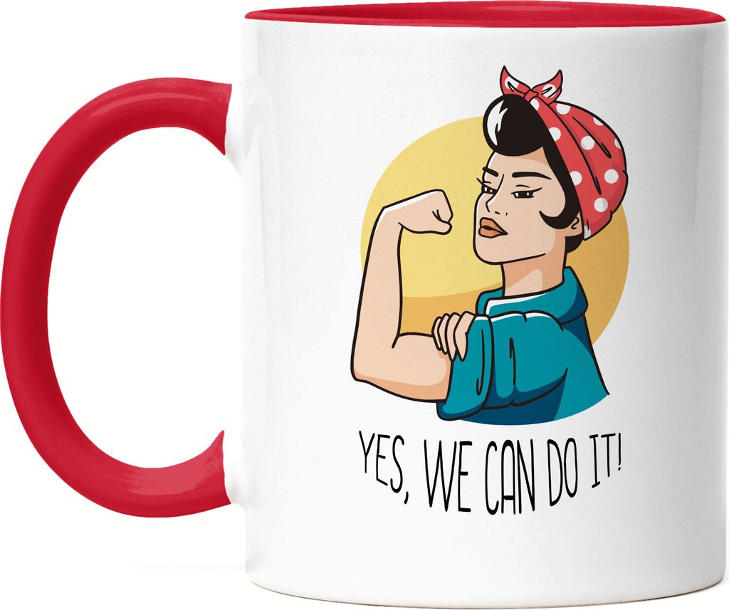 Yes, We Can Do It Tasse Rot Spruch Geschenk für Superheldinnen Women Power Frauentag Feminismus