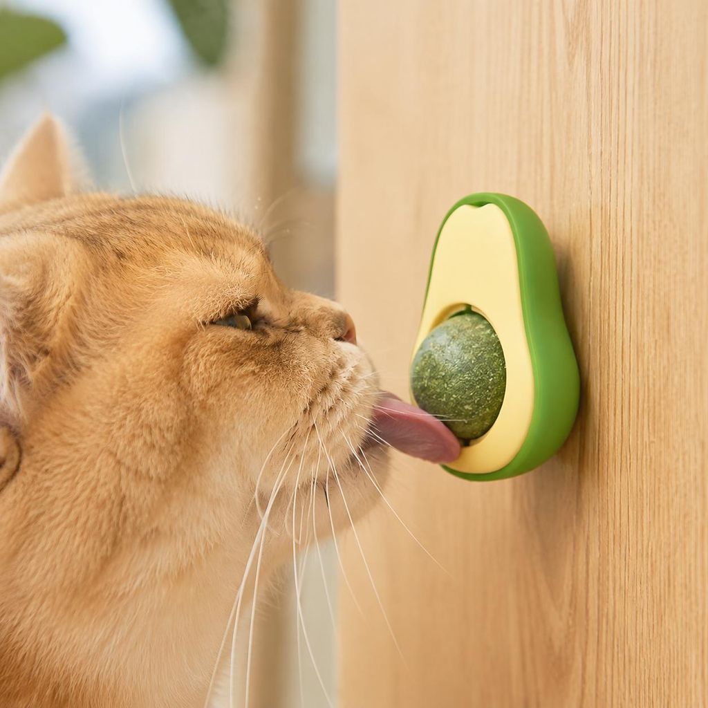 Avocado Katzenminze Spielzeug - 360° Drehbarer Catnip Ball Produktbild  KI-generiertes Bild